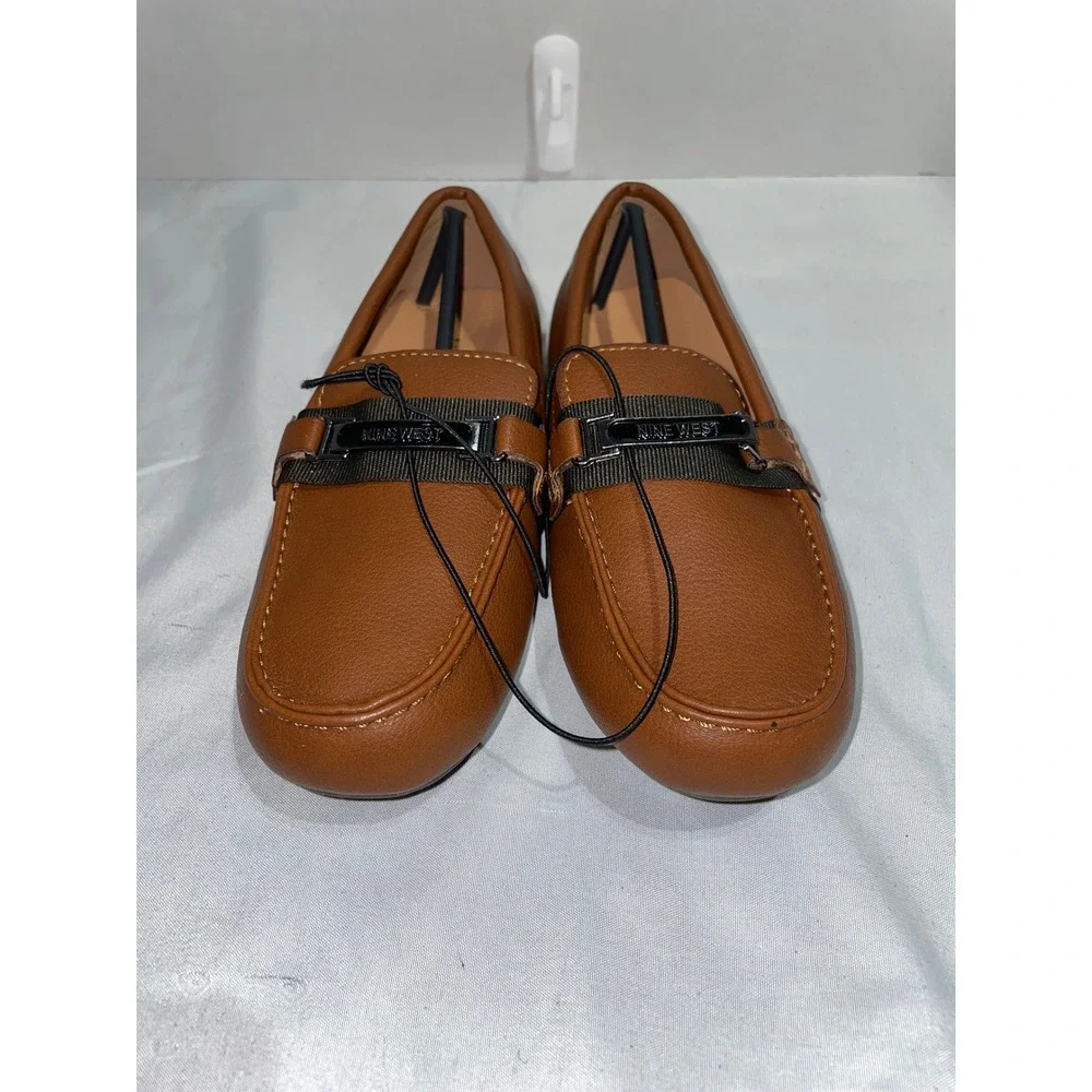 Nine West Damian Youth Loafers Cognac Brown Slip On Driver‎ Shoes Size 13 9KF